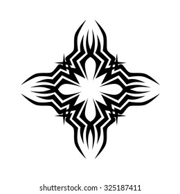 Tribal tattoo design  vector sketch. Cross art pattern. Simple logo. Designer isolated abstract element for arm, leg, shoulder men and women on white background.