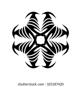 Tribal tattoo design  vector sketch. Cross art pattern. Simple logo. Designer isolated abstract element for arm, leg, shoulder men and women on white background.