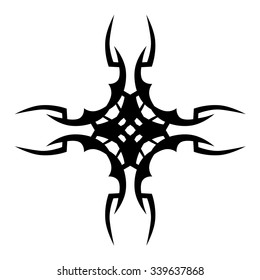 Tribal tattoo design  vector sketch. Cross art pattern. Simple logo. Designer isolated abstract element for arm, leg, shoulder men and women on white background.