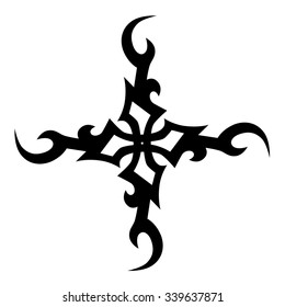 Tribal tattoo design  vector sketch. Cross art pattern. Simple logo. Designer isolated abstract element for arm, leg, shoulder men and women on white background.