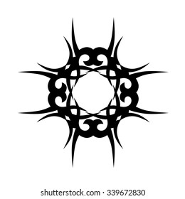 Tribal tattoo design  vector sketch. Cross art pattern. Simple logo. Designer isolated abstract element for arm, leg, shoulder men and women on white background.