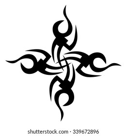 Tribal tattoo design  vector sketch. Cross art pattern. Simple logo. Designer isolated abstract element for arm, leg, shoulder men and women on white background.