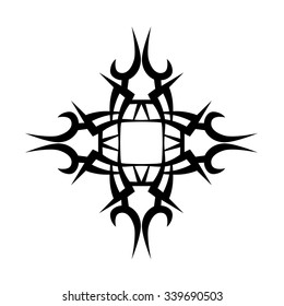 Tribal tattoo design  vector sketch. Cross art pattern. Simple logo. Designer isolated abstract element for arm, leg, shoulder men and women on white background.