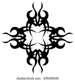 Tribal tattoo design  vector sketch. Cross art pattern. Simple logo. Designer isolated abstract element for arm, leg, shoulder men and women on white background.