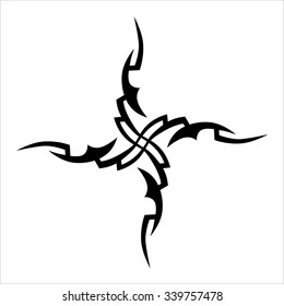 Tribal tattoo design  vector sketch. Cross art pattern. Simple logo. Designer isolated abstract element for arm, leg, shoulder men and women on white background.