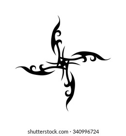 Tribal tattoo design  vector sketch. Cross art pattern. Simple logo. Designer isolated abstract element for arm, leg, shoulder men and women on white background.