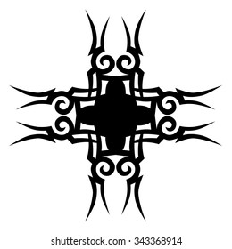 Tribal tattoo design  vector sketch. Cross art pattern. Simple logo. Designer isolated abstract element for arm, leg, shoulder men and women on white background.