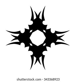 Tribal tattoo design  vector sketch. Cross art pattern. Simple logo. Designer isolated abstract element for arm, leg, shoulder men and women on white background.