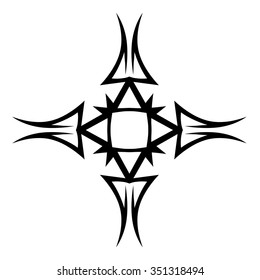 Tribal tattoo design  vector sketch. Cross art pattern. Simple logo. Designer isolated abstract element for arm, leg, shoulder men and women on white background.