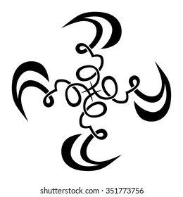 Tribal tattoo design  vector sketch. Cross art pattern. Simple logo. Designer isolated abstract element for arm, leg, shoulder men and women on white background.