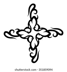 Tribal tattoo design  vector sketch. Cross art pattern. Simple logo. Designer isolated abstract element for arm, leg, shoulder men and women on white background.