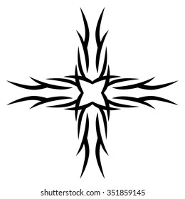 Tribal tattoo design  vector sketch. Cross art pattern. Simple logo. Designer isolated abstract element for arm, leg, shoulder men and women on white background.