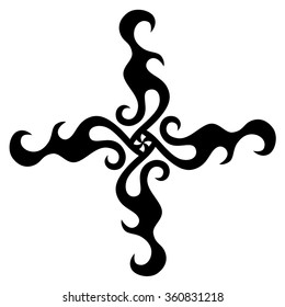 Tribal tattoo design  vector sketch. Cross art pattern. Simple logo. Designer isolated abstract element for arm, leg, shoulder men and women on white background.