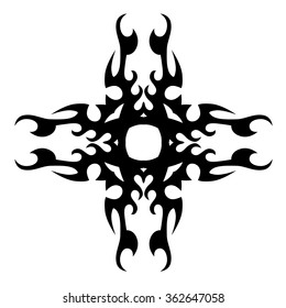 Tribal tattoo design  vector sketch. Cross art pattern. Simple logo. Designer isolated abstract element for arm, leg, shoulder men and women on white background.