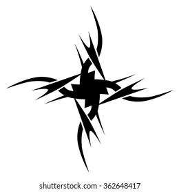 Tribal tattoo design  vector sketch. Cross art pattern. Simple logo. Designer isolated abstract element for arm, leg, shoulder men and women on white background.