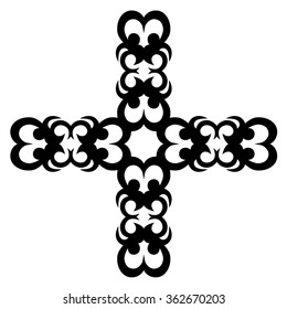 Tribal tattoo design  vector sketch. Cross art pattern. Simple logo. Designer isolated abstract element for arm, leg, shoulder men and women on white background.