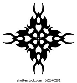 Tribal tattoo design  vector sketch. Cross art pattern. Simple logo. Designer isolated abstract element for arm, leg, shoulder men and women on white background.