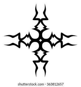 Tribal tattoo design  vector sketch cross pattern. Simple logo. Designer isolated abstract element for arm, leg, shoulder men and women on white background.