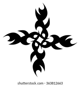 Tribal tattoo design  vector sketch cross pattern. Simple logo. Designer isolated abstract element for arm, leg, shoulder men and women on white background.