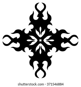 Tribal tattoo design  vector sketch art cross pattern. Simple logo. Designer isolated abstract element for arm, leg , shoulder men and women on white background.