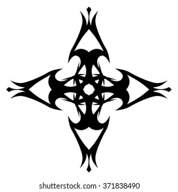 Tribal tattoo design  vector sketch art cross pattern. Simple logo. Designer isolated abstract element for arm, leg , shoulder men and women on white background.