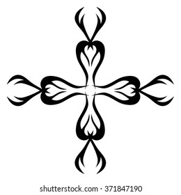 Tribal tattoo design  vector sketch art cross pattern. Simple logo. Designer isolated abstract element for arm, leg , shoulder men and women on white background.