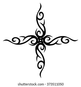 Tribal tattoo design  vector sketch art cross pattern. Simple logo. Designer isolated abstract element for arm, leg , shoulder men and women on white background.