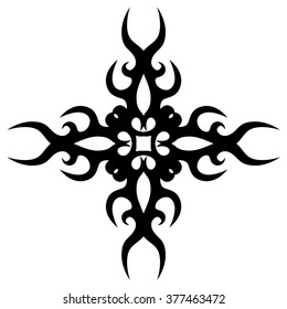 Tribal tattoo design  vector sketch art cross pattern. Simple logo. Designer isolated abstract element for arm, leg , shoulder men and women on white background.
