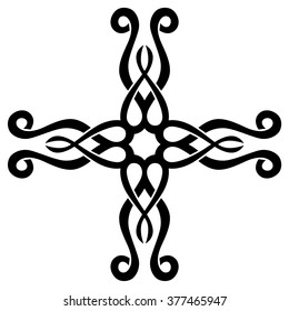Tribal tattoo design  vector sketch art cross pattern. Simple logo. Designer isolated abstract element for arm, leg , shoulder men and women on white background.