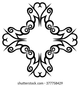 Tribal tattoo design  vector sketch art cross pattern. Simple logo. Designer isolated abstract element for arm, leg , shoulder men and women on white background.