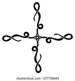Tribal tattoo design  vector sketch art cross pattern. Simple logo. Designer isolated abstract element for arm, leg , shoulder men and women on white background.