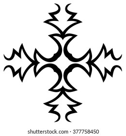 Tribal tattoo design  vector sketch art cross pattern. Simple logo. Designer isolated abstract element for arm, leg , shoulder men and women on white background.