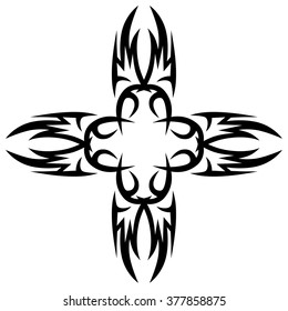 Tribal tattoo design  vector sketch art cross pattern. Simple logo. Designer isolated abstract element for arm, leg , shoulder men and women on white background.