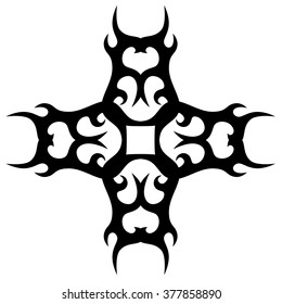 Tribal tattoo design  vector sketch art cross pattern. Simple logo. Designer isolated abstract element for arm, leg , shoulder men and women on white background.