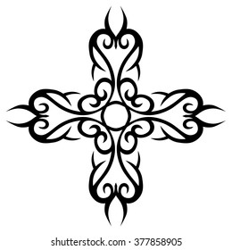 Tribal tattoo design  vector sketch art cross pattern. Simple logo. Designer isolated abstract element for arm, leg , shoulder men and women on white background.