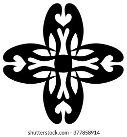 Tribal tattoo design  vector sketch art cross pattern. Simple logo. Designer isolated abstract element for arm, leg , shoulder men and women on white background.