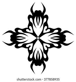 Tribal tattoo design  vector sketch art cross pattern. Simple logo. Designer isolated abstract element for arm, leg , shoulder men and women on white background.