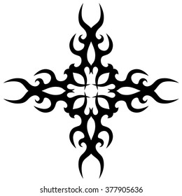 Tribal tattoo design  vector sketch art cross pattern. Simple logo. Designer isolated abstract element for arm, leg , shoulder men and women on white background.
