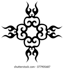 Tribal tattoo design  vector sketch art cross pattern. Simple logo. Designer isolated abstract element for arm, leg , shoulder men and women on white background.