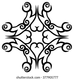 Tribal tattoo design  vector sketch art cross pattern. Simple logo. Designer isolated abstract element for arm, leg , shoulder men and women on white background.