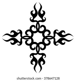 Tribal tattoo design  vector sketch art cross pattern. Simple logo. Designer isolated abstract element for arm, leg , shoulder men and women on white background.