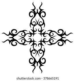 Tribal tattoo design  vector sketch art cross pattern. Simple logo. Designer isolated abstract element for arm, leg , shoulder men and women on white background.