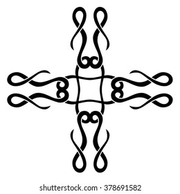 Tribal tattoo design  vector sketch art cross pattern. Simple logo. Designer isolated abstract element for arm, leg , shoulder men and women on white background.