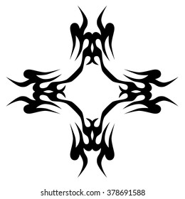 Tribal tattoo design  vector sketch art cross pattern. Simple logo. Designer isolated abstract element for arm, leg , shoulder men and women on white background.