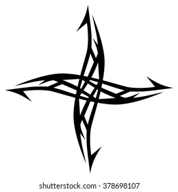 Tribal tattoo design  vector sketch art cross pattern. Simple logo. Designer isolated abstract element for arm, leg , shoulder men and women on white background.