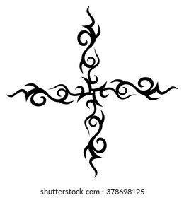 Tribal tattoo design  vector sketch art cross pattern. Simple logo. Designer isolated abstract element for arm, leg , shoulder men and women on white background.