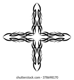 Tribal tattoo design  vector sketch art cross pattern. Simple logo. Designer isolated abstract element for arm, leg , shoulder men and women on white background.
