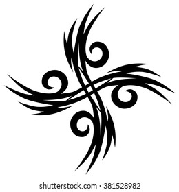 Tribal tattoo design  vector sketch art cross pattern. Simple logo. Designer isolated abstract element for arm, leg , shoulder men and women on white background.