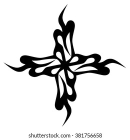 Tribal tattoo design  vector sketch art cross pattern. Simple logo. Designer isolated abstract element for arm, leg , shoulder men and women on white background.
