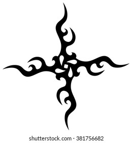 Tribal tattoo design  vector sketch art cross pattern. Simple logo. Designer isolated abstract element for arm, leg , shoulder men and women on white background.
